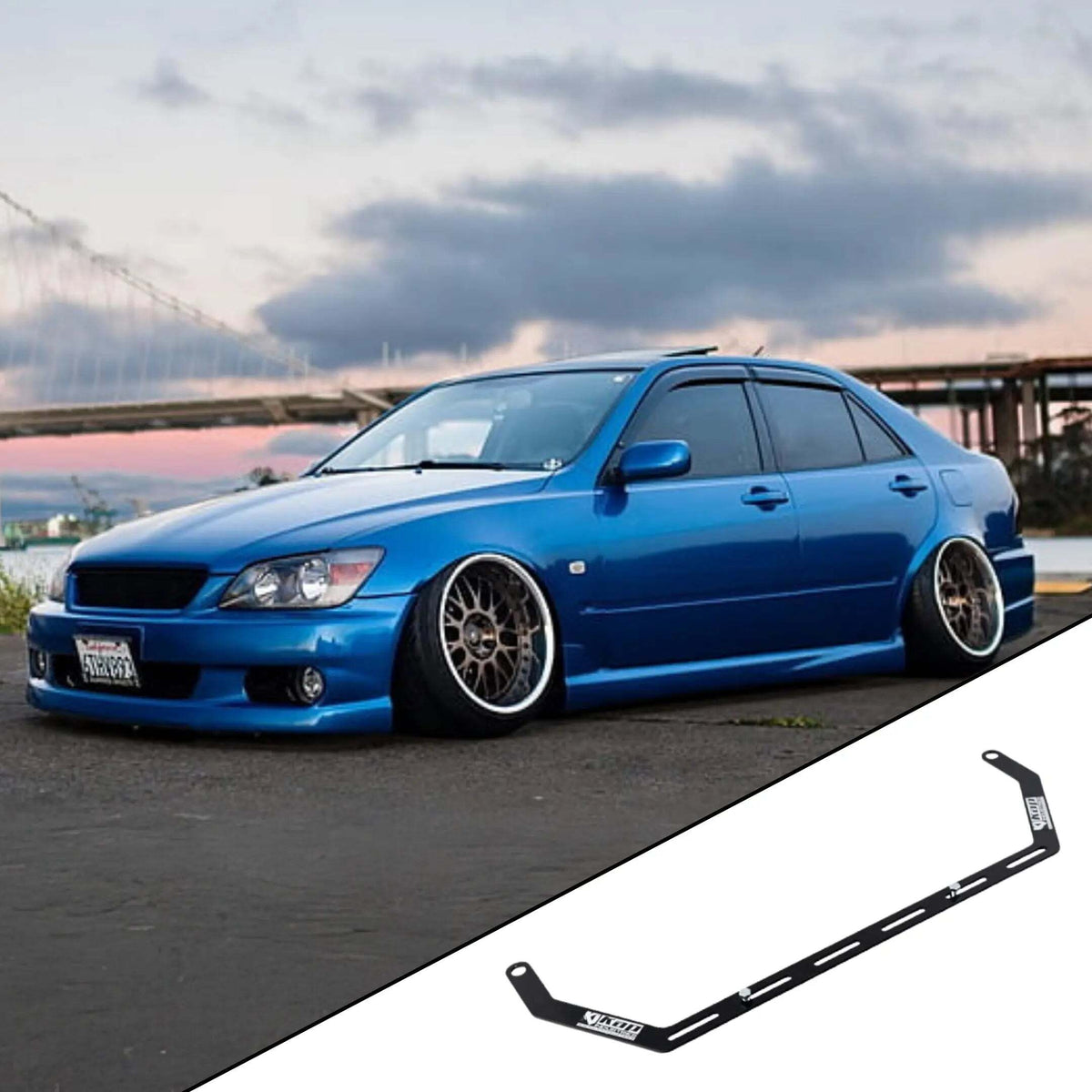 2001-2005 Lexus IS200 XE10 with the vehicle-specific KAP fire extinguisher bracket shown inset
