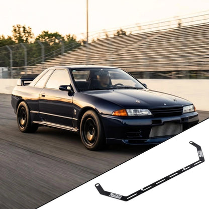 Nissan Skyline GT-R R32 with the vehicle-specific KAP fire extinguisher bracket shown inset