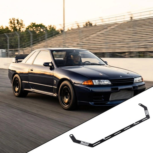 Nissan Skyline GT-R R32 with the vehicle-specific KAP fire extinguisher bracket shown inset