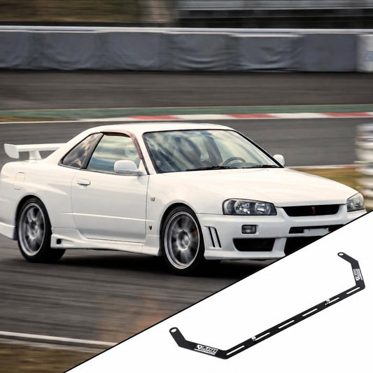 Nissan Skyline GT-R R34 with the vehicle-specific KAP fire extinguisher bracket shown inset