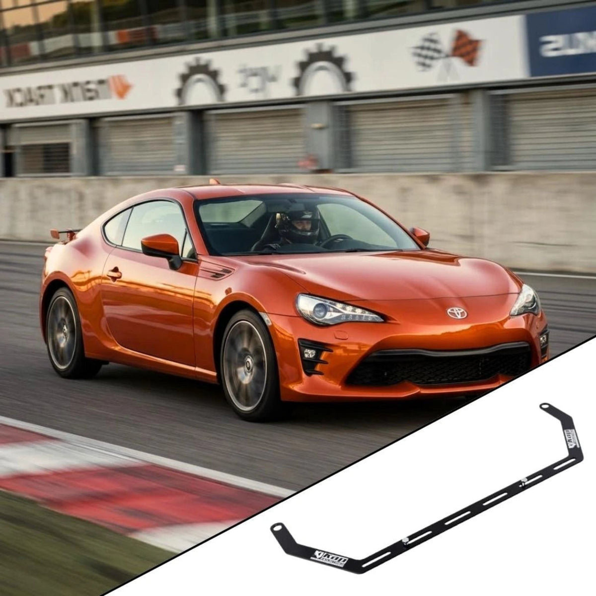 2013+ Toyota 86/GT86 with the vehicle-specific KAP fire extinguisher bracket shown inset