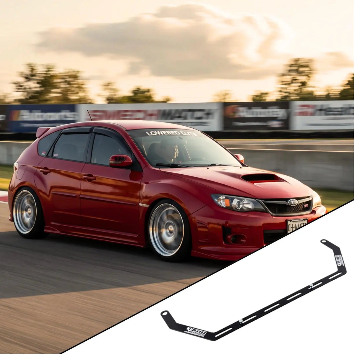 2008-2014 Subaru Impreza WRX/STI GE with the vehicle-specific KAP fire extinguisher bracket shown inset