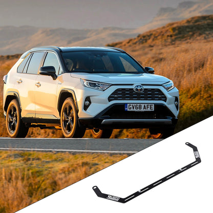 2019-2025 Toyota RAV4 5th Gen with the vehicle-specific KAP fire extinguisher bracket shown inset