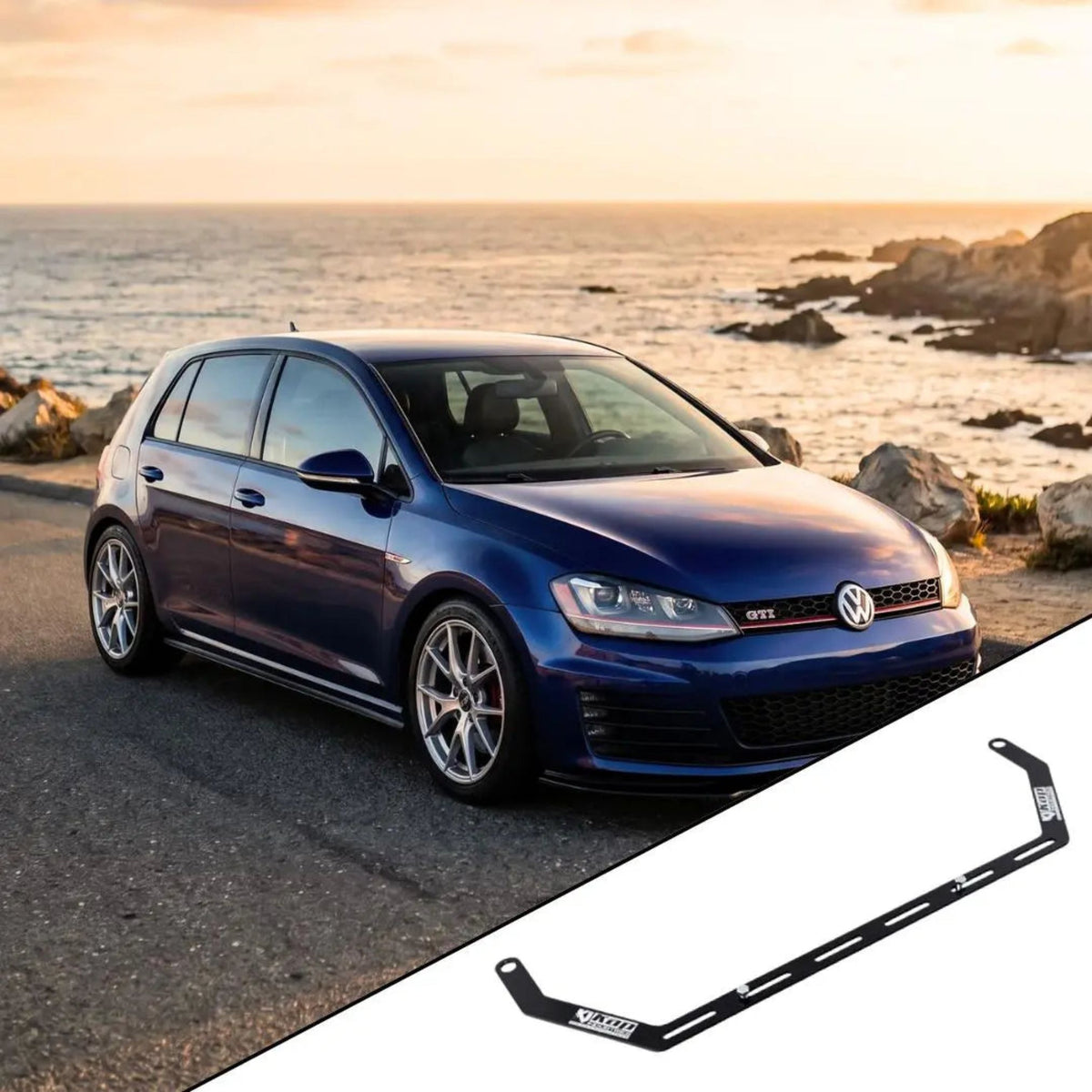 2015-2021 Volkswagen Golf MK7 with the vehicle-specific KAP fire extinguisher bracket shown inset