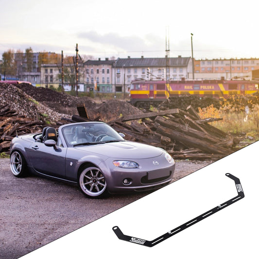 2006-2015 Mazda MX-5 Miata NC with the vehicle-specific KAP fire extinguisher bracket shown inset