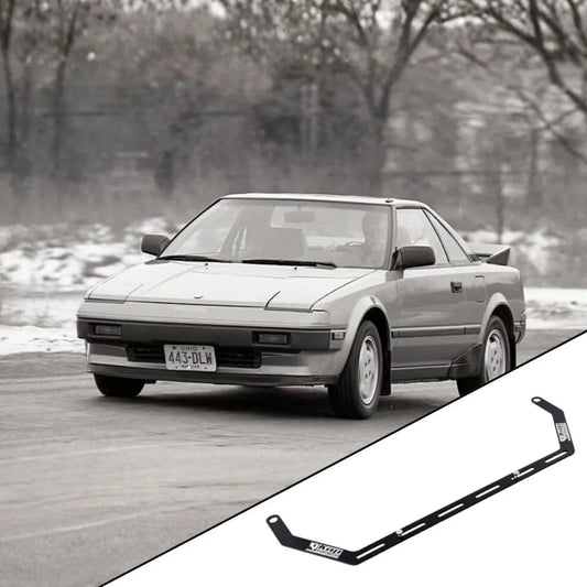 1985-1989 Toyota MR2 AW11 with the vehicle-specific KAP fire extinguisher bracket shown inset
