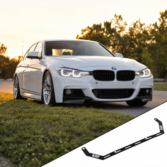 2012-2018 BMW 3 Series F30 / F31 / F34 / F35 with the vehicle-specific KAP fire extinguisher bracket shown inset