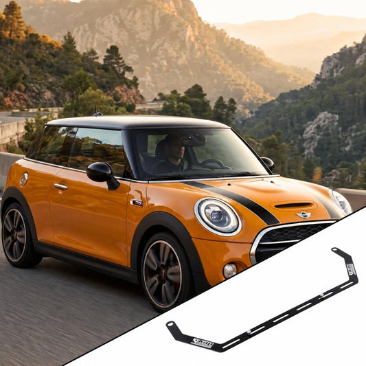 2014-2024 Mini Cooper / JCW F56 with the vehicle-specific KAP fire extinguisher bracket shown inset