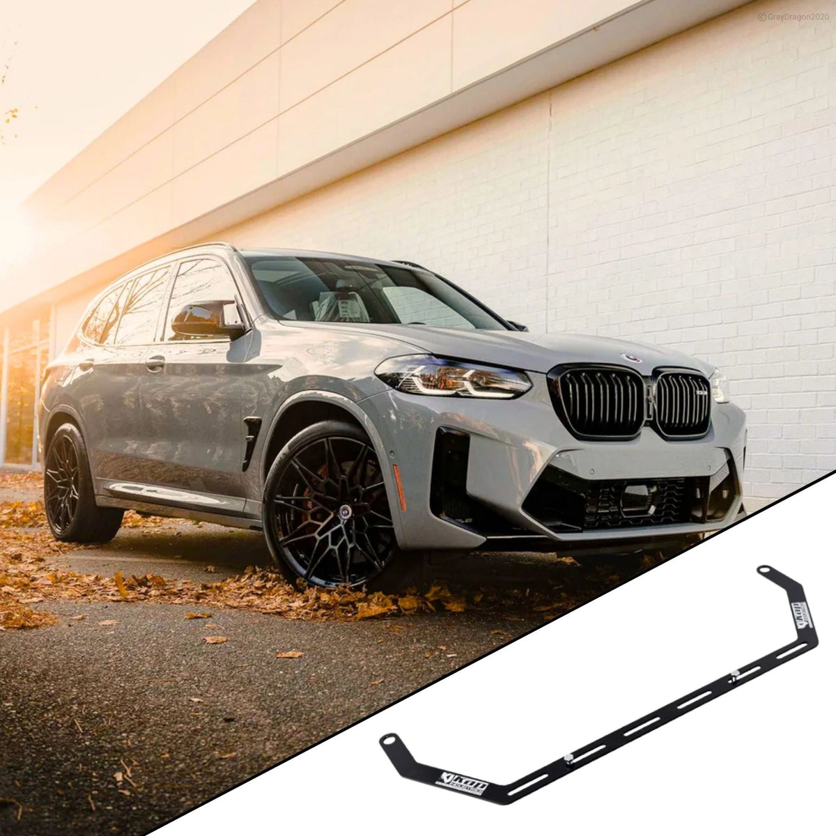 2020-2024 BMW X3 M F97 with the vehicle-specific KAP fire extinguisher bracket shown inset
