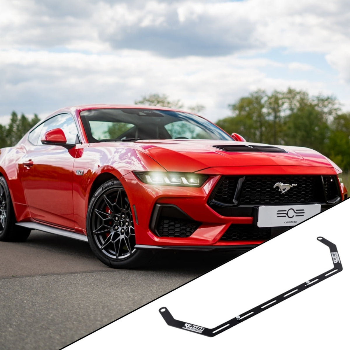 2024+ Ford Mustang 7th Gen (S650) with the vehicle-specific KAP fire extinguisher bracket shown inset