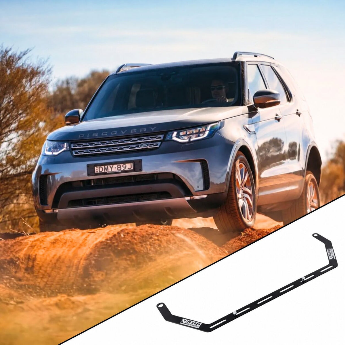 2017+ Land Rover Discovery 5 (L462) with the vehicle-specific KAP fire extinguisher bracket shown inset