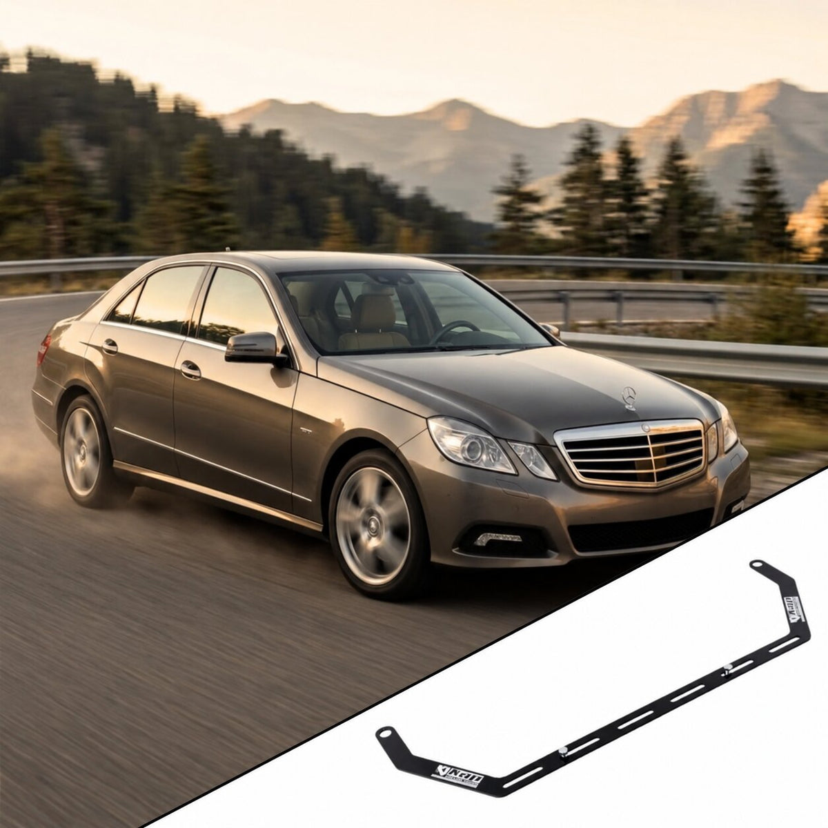 2010-2016 Mercedes-Benz E-Class W212 with the vehicle-specific KAP fire extinguisher bracket shown inset