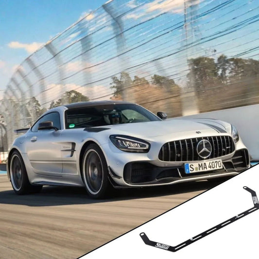2015-2023 Mercedes-Benz AMG GT C190 / R190 with the vehicle-specific KAP fire extinguisher bracket shown inset