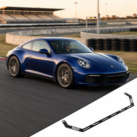 2020+ Porsche 911 992 with the vehicle-specific KAP fire extinguisher bracket shown inset