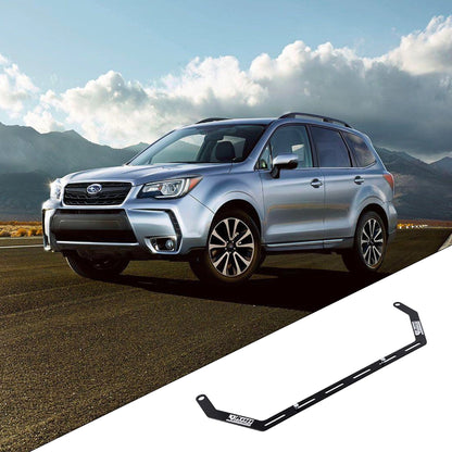 2014-2018 Subaru Forester SJ with the vehicle-specific KAP fire extinguisher bracket shown inset