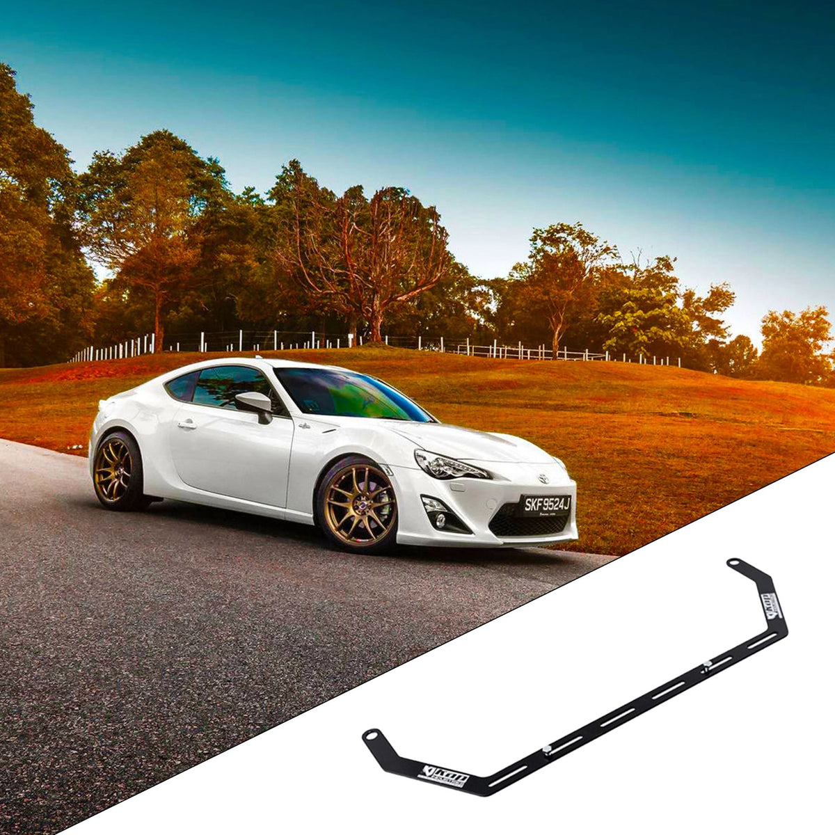 2022+ Toyota GR86 ZN8 with the vehicle-specific KAP fire extinguisher bracket shown inset