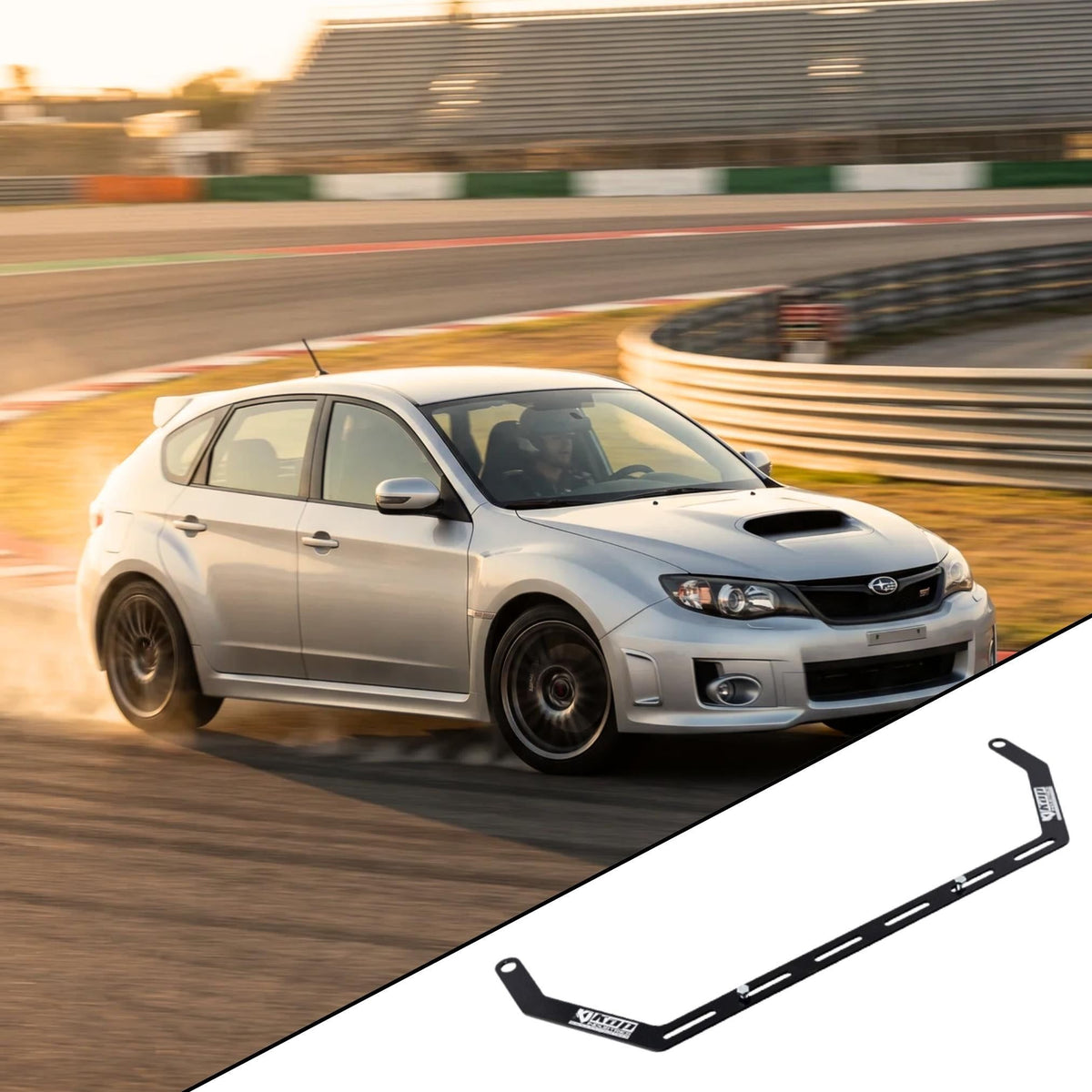 2008-2014 Subaru Impreza WRX / STI GR with the vehicle-specific KAP fire extinguisher bracket shown inset