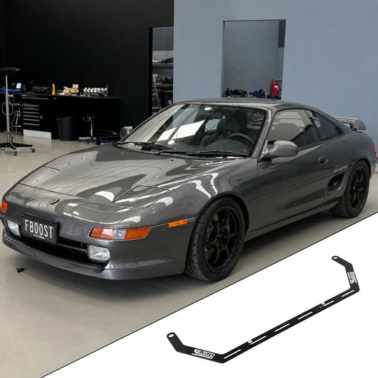 1991-1995 Toyota MR2 SW20 with the vehicle-specific KAP fire extinguisher bracket shown inset
