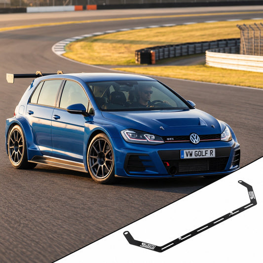 2018-2021 Volkswagen Golf MK7.5 with the vehicle-specific KAP fire extinguisher bracket shown inset