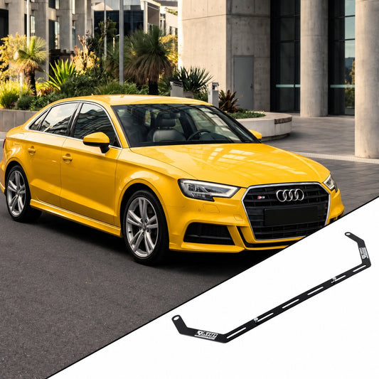2015-2020 Audi S3 8V with the vehicle-specific KAP fire extinguisher bracket shown inset