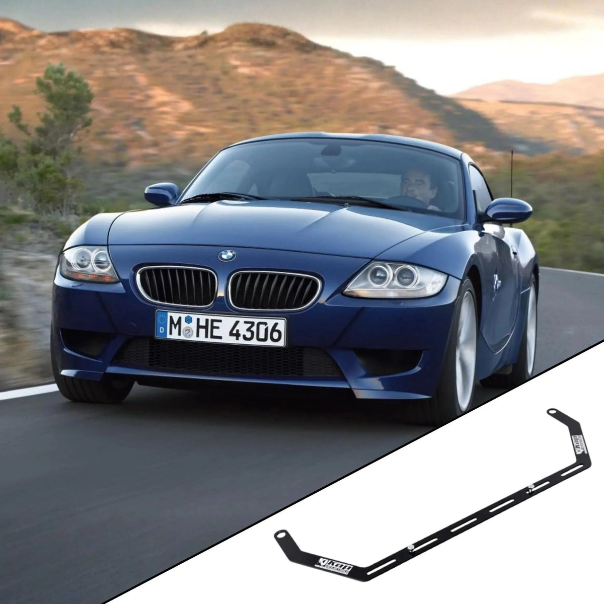 2003-2008 BMW Z4 / Z4 M E85 / E86 with the vehicle-specific KAP fire extinguisher bracket shown inset